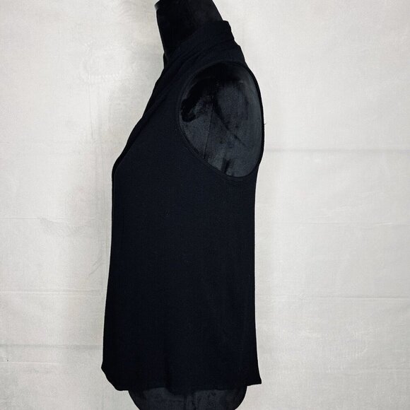 Anthropologie Maeve Womens Top Sz 2 Sleeveless Button-Up Back V-Neck Black - Picture 4 of 9